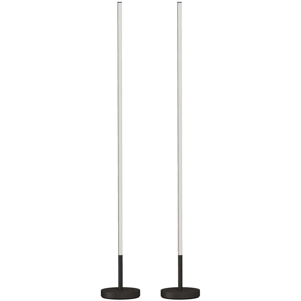 HOMCOM Corner Lamp Set of 2, 1450 lm LED Floor Lamp w/ 3-Level Brightness, Foot Switch, 3000K, Minimalist Corner Light, Black