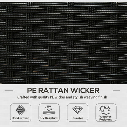 Outsunny 5 Seater Rattan Garden Furniture Set, 2 Armchairs, 3-Seater Wicker Sofa, 2 Footstools and Glass Table, 6 Piece Patio Rattan furniture Sofa Sets with Cushions for Conservatory, White