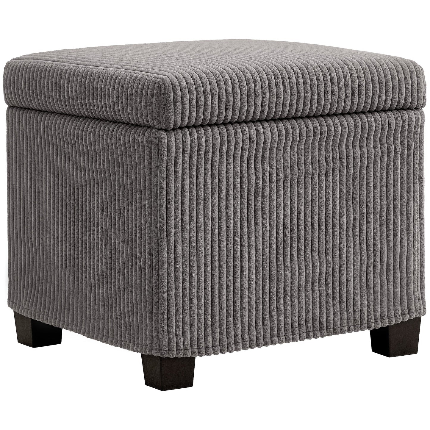 HOMCOM Storage Ottoman Bench, Corduroy Footstool with Removable Lid and Legs, 40cm Storage Chest Box for Living Room, Bedroom, Hallway, Grey