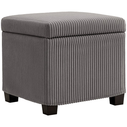 HOMCOM Storage Ottoman Bench, Corduroy Footstool with Removable Lid and Legs, 40cm Storage Chest Box for Living Room, Bedroom, Hallway, Grey