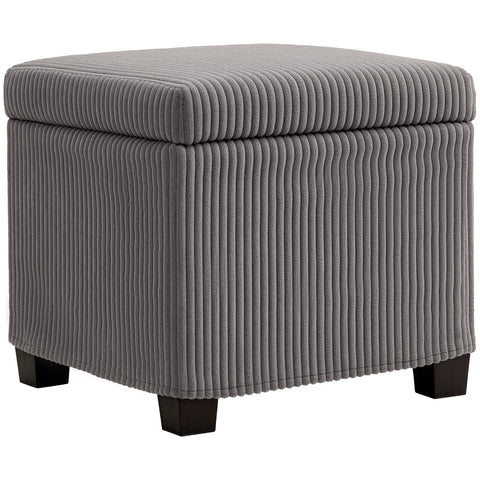 HOMCOM Storage Ottoman Bench, Corduroy Footstool with Removable Lid and Legs, 40cm Storage Chest Box for Living Room, Bedroom, Hallway, Grey
