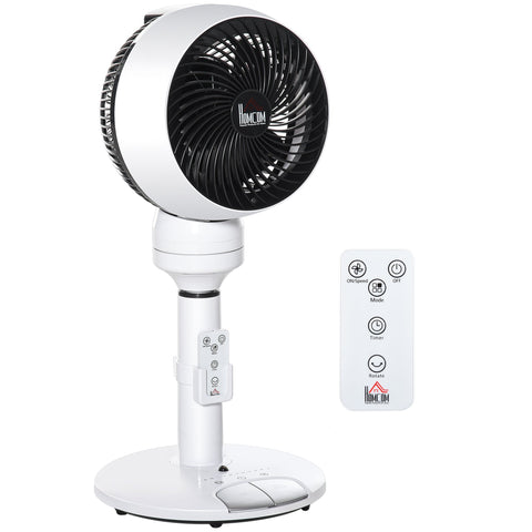 HOMCOM 9'' Air Circulator Fan 3 Speed 3 Mode, 70 Oscillation 90 Vertical Tilt, Height Adjustable, Remote Controller, for Living Room, Bedroom, Office, Black and White