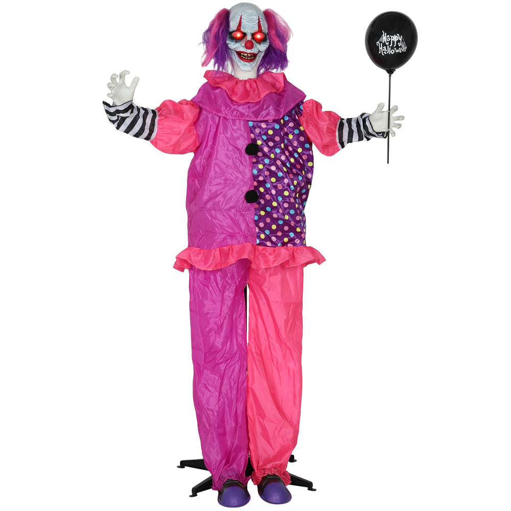 Outsunny 5â²7â³ Scary Animated Clown Decoration - Pink/Purple