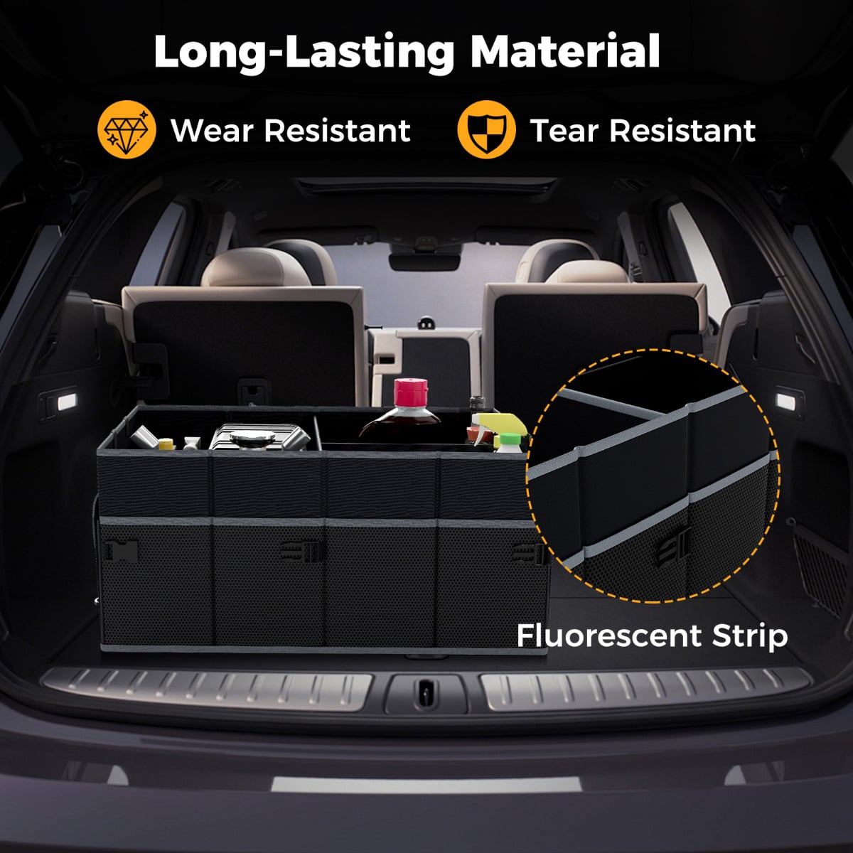 Car Trunk Organizer 48L Collapsible Cargo Storage Box-Black