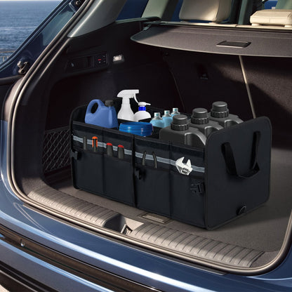 Car Trunk Organizer with Leakproof Cooler Bag and Adjustable Securing Straps-Black