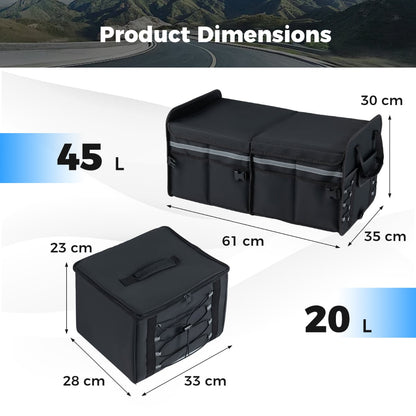 Car Trunk Organizer with Leakproof Cooler Bag and Adjustable Securing Straps-Black