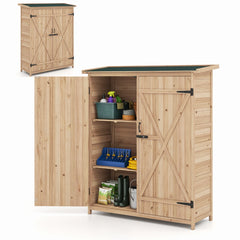 Outdoor Garden Shed with Waterproof Asphalt Pitched Roof, Wooden Garden Storage Shed for Backyard