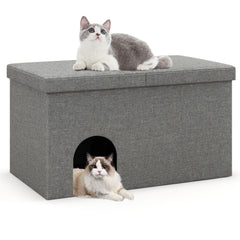 Cat Litter Box Enclosure Hidden Furniture with Urine Proof Litter Mat-Gray