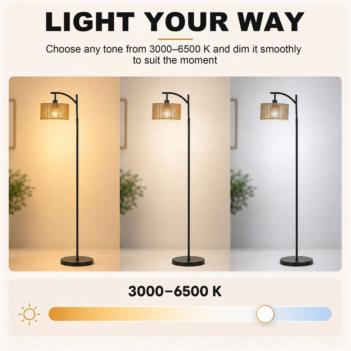 HOMCOM LED Floor Lamp, 160 cm Modern Dimmable Standing Lamp with Adjustable Shade, Magnetic Remote, Black