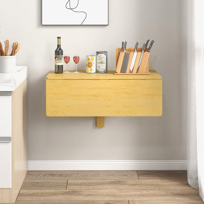80 x 60 cm Wall Mounted Folding Table Drop-Leaf Floating Writing Desk-Natural