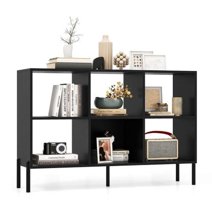Open-Back Bookshelf with Drawer for Study-Black