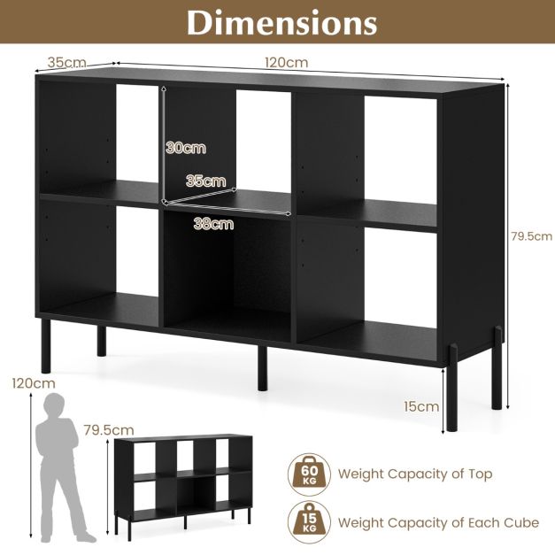 Open-Back Bookshelf with Drawer for Study-Black