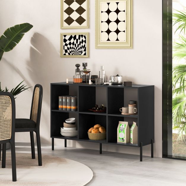 Open-Back Bookshelf with Drawer for Study-Black