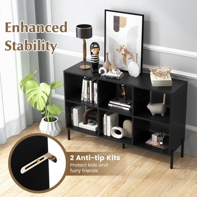 Open-Back Bookshelf with Drawer for Study-Black