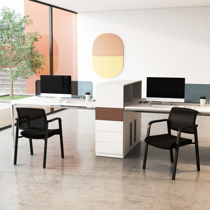 Waiting Room Chairs Set of 2 with Armrests-Black