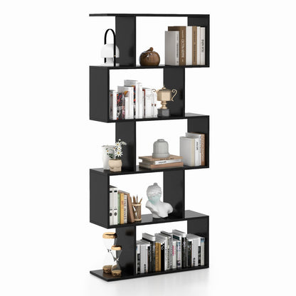 Geometric S-Shaped Bookcase with Anti-Toppling Device for Living Room/ Home/ Office