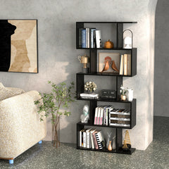 Geometric S-Shaped Bookcase with Anti-Toppling Device for Living Room/ Home/ Office