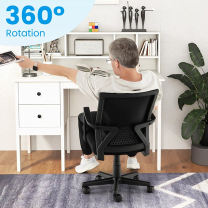 Ergonomic Desk Chair with Lumbar Support and Rocking Function-Black