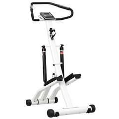 SPORTNOW Stepper Machine for Home, Foldable Stair Stepper with 12-Level Hydraulic Resistance, Stair Climber with LCD Monitor, Heart Rate Sensor and Drink Holder, White and Black