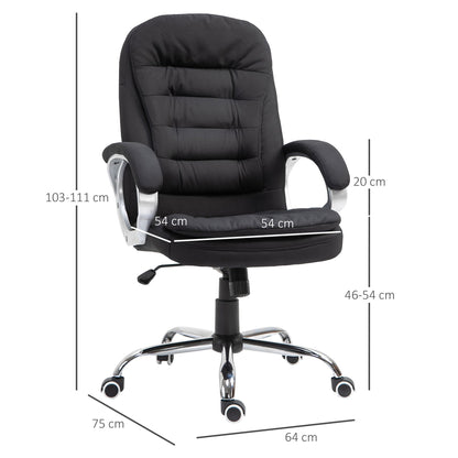 Vinsetto Ergonomic Office Chair Task Chair for Home with Arm, Swivel Wheels, Linen Fabric, Black