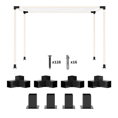 Outsunny Pergola Kit, DIY Pergola Brackets with 3-Way Pergola Corner Brackets and Post Base for 4