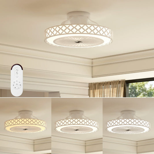 19 Inches Ceiling Fan with 3000-6500K Dimmable LED and 6 Wind Speeds & Timer-White