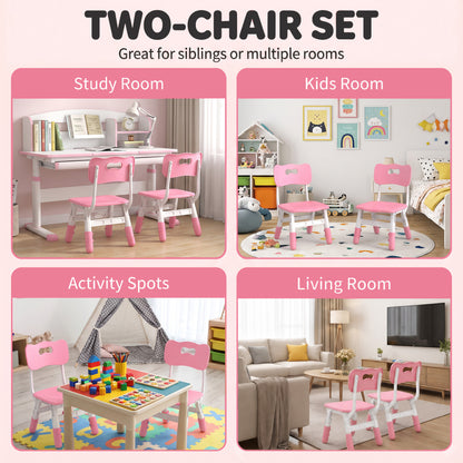 AIYAPLAY 2 PCS Kids Desk Chairs, 3 Level Height Adjustable Children's Chairs with Backrest for 1.5-8 Years, Max Load 50KG, Pink