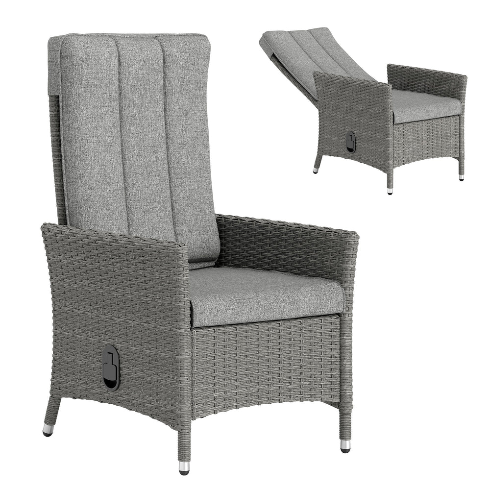 Outsunny 105°-150° Reclining Rattan Chair - Light Grey