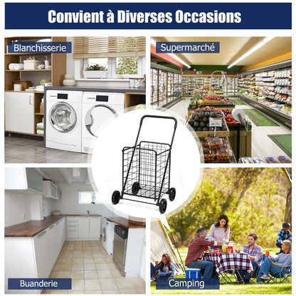 Shopping Cart Folding Shopping Cart Trolley with Wheels Black