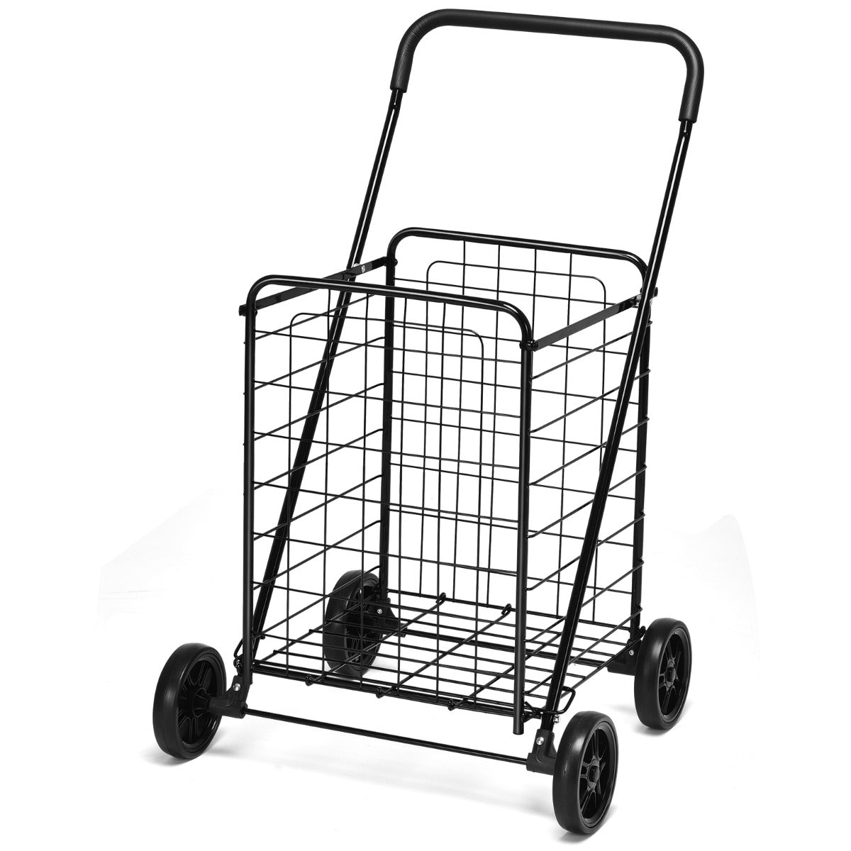 Shopping Cart Folding Shopping Cart Trolley with Wheels Black