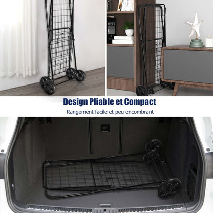 Shopping Cart Folding Shopping Cart Trolley with Wheels Black