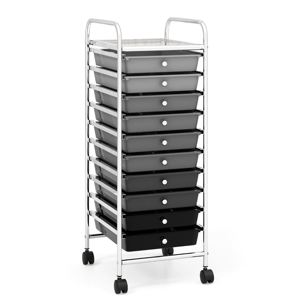 10 Drawer Rolling Storage Cart Organizer with 4 Universal Casters-Gradient Gray