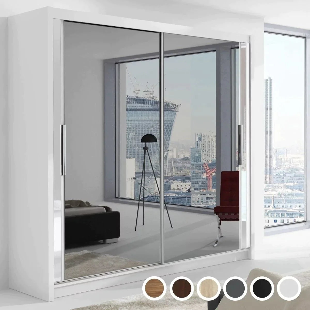 Chicago II Sliding Door Wardrobe - Grey and 5 Colours 5 Sizes