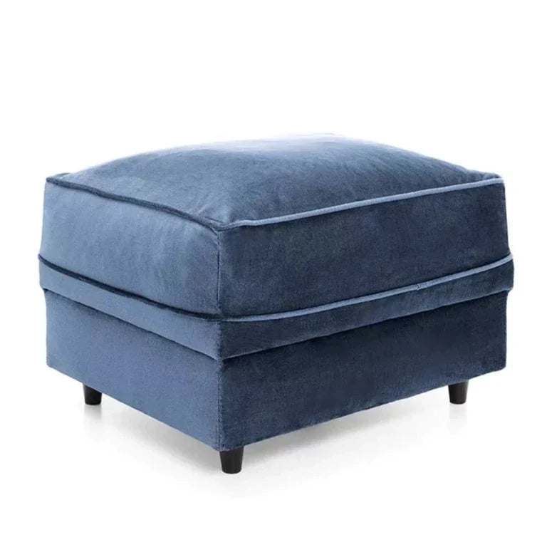 Chic Velvet Footstool - Dark Blue