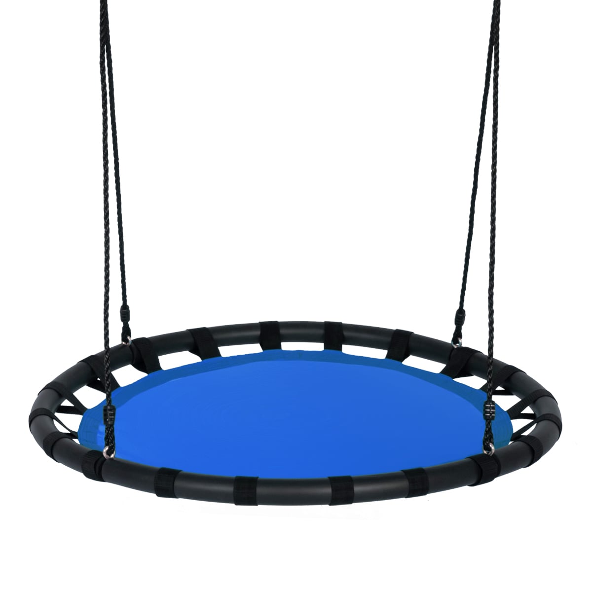 Kids Round Tree Swing with Adjustable Ropes and Hook Rings-Blue