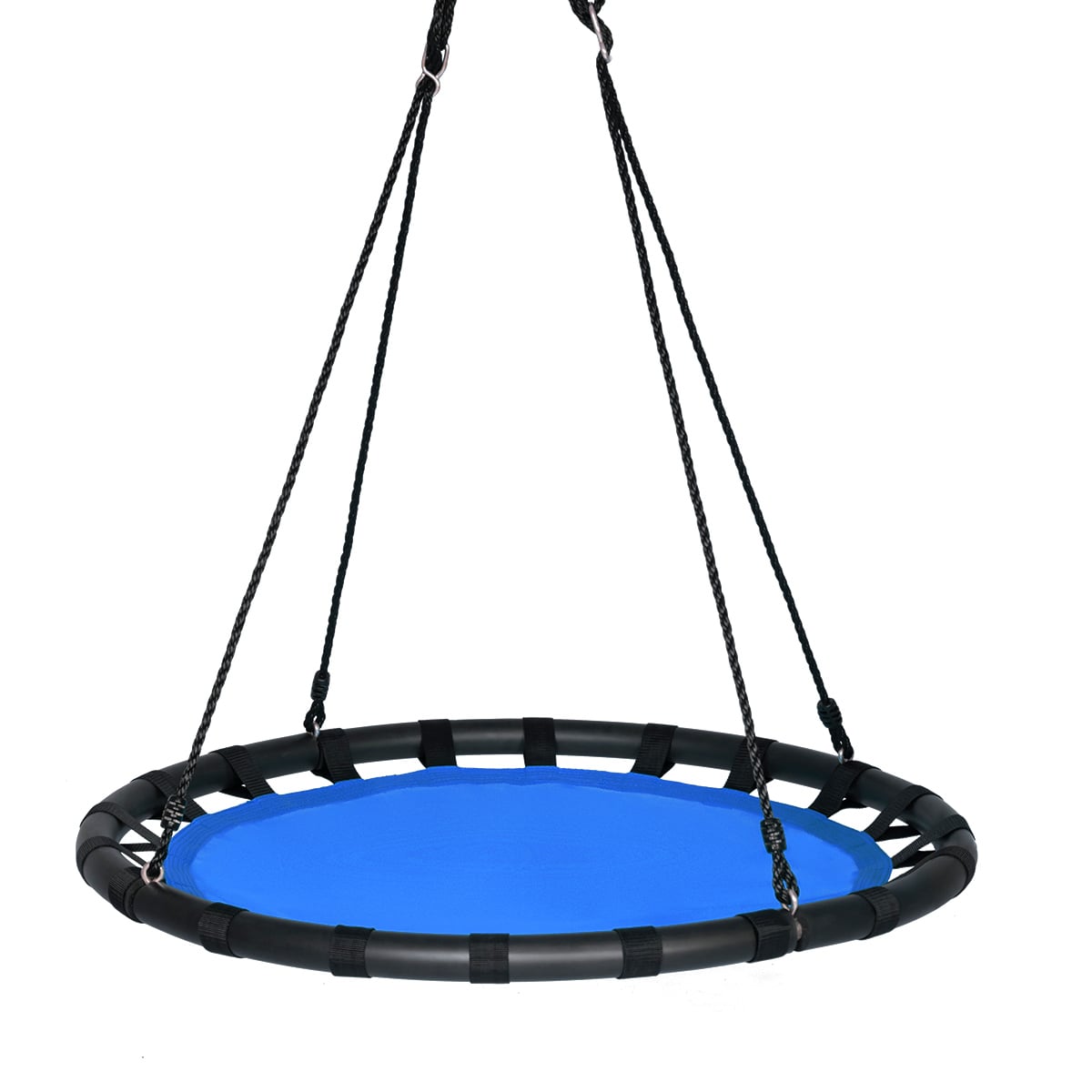 Kids Round Tree Swing with Adjustable Ropes and Hook Rings-Blue