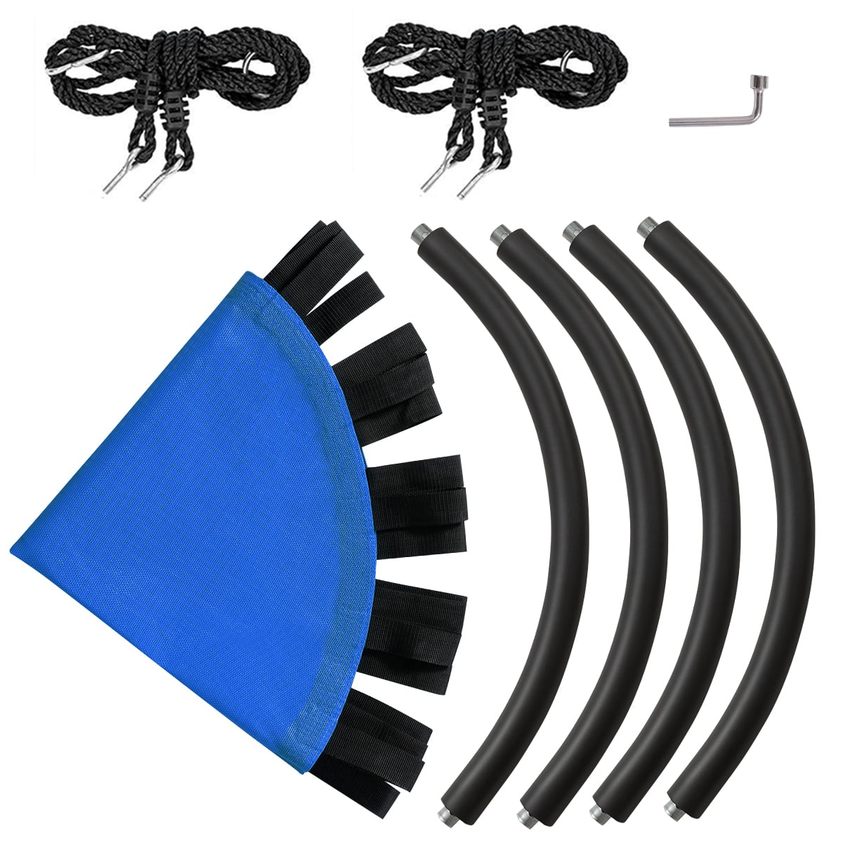 Kids Round Tree Swing with Adjustable Ropes and Hook Rings-Blue