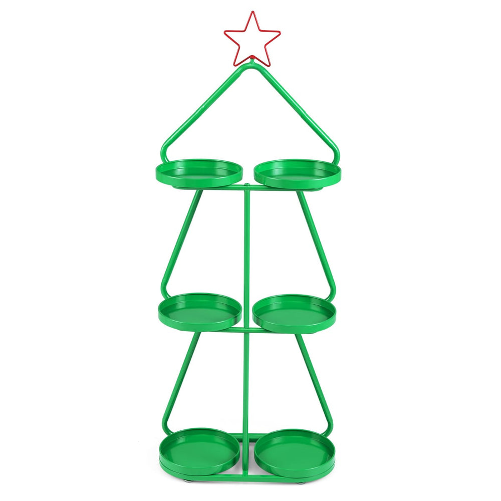 Christmas Plant Stand 3-Tier Tree-Shaped Side Table-Green
