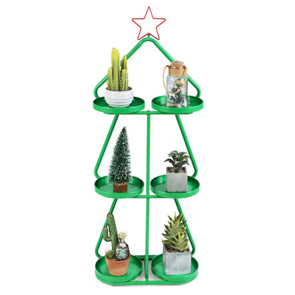 Christmas Plant Stand 3-Tier Tree-Shaped Side Table-Green