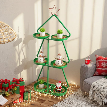 Christmas Plant Stand 3-Tier Tree-Shaped Side Table-Green
