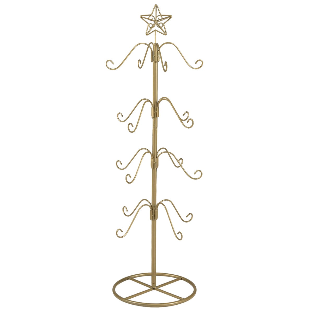 Christmas Stocking Holder Stand 48 inch Display Tree with 16 Hanging Hooks and Star Topper-Golden