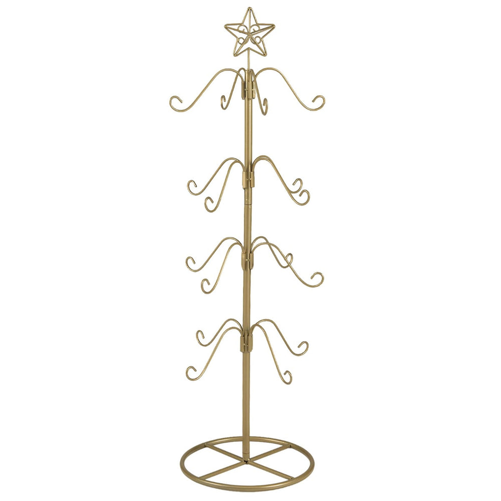 Christmas Stocking Holder Stand 48 inch Display Tree with 16 Hanging Hooks and Star Topper-Golden