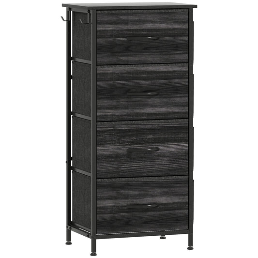 HOMCOM Chest of Four Fabric Drawers - Black