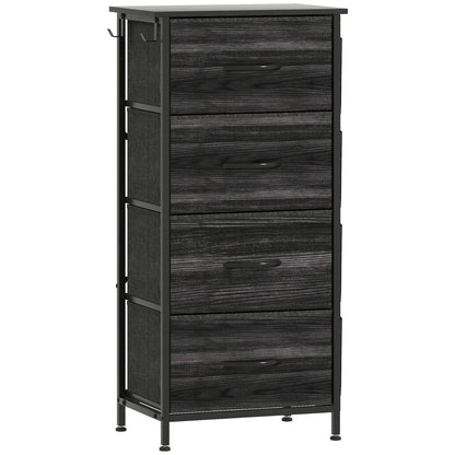 HOMCOM Chest of Four Fabric Drawers - Black