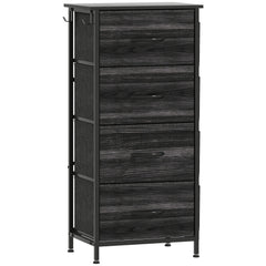 HOMCOM Chest of Four Fabric Drawers - Black