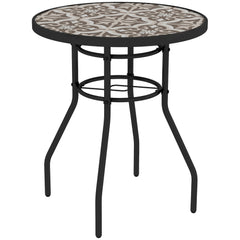 Outsunny Î¦60 Garden Table, with Glass Printed Tabletop - Brown