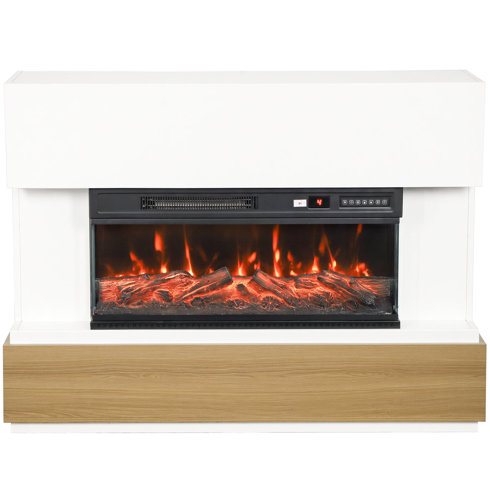 HOMCOM 3-Sided Electric Fireplace Insert, Freestanding, Wall Recessed Electric Fire Heater with Adjustable Flame, 900W/1800W