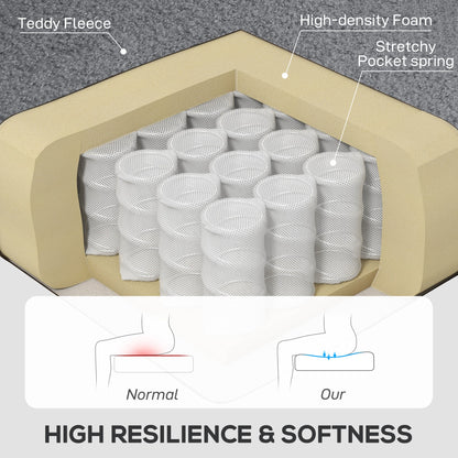 HOMCOM Teddy Fleece Retro Wingback Chair - Grey