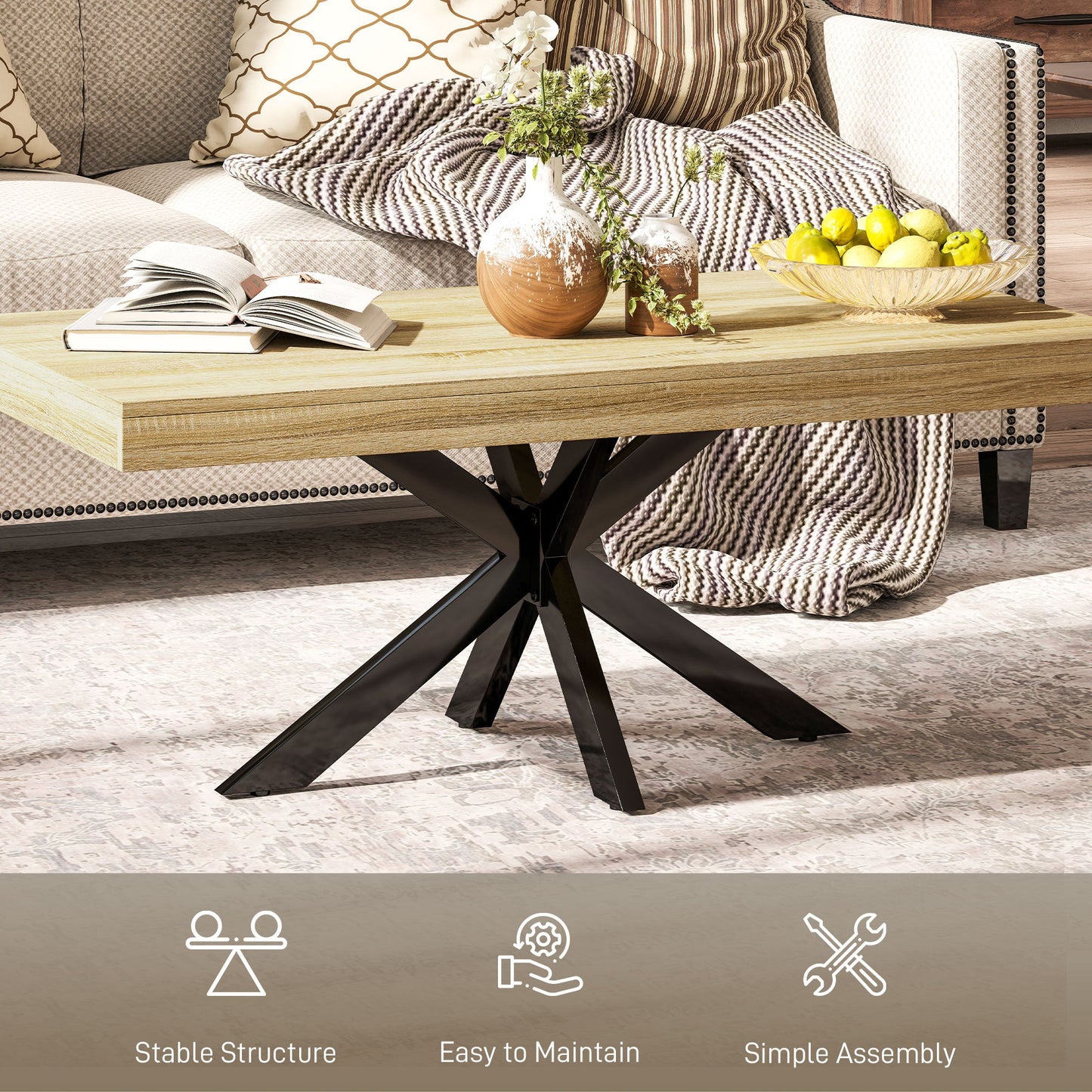 HOMCOM Bold Rustic Block Coffee Table - Wood-Effect