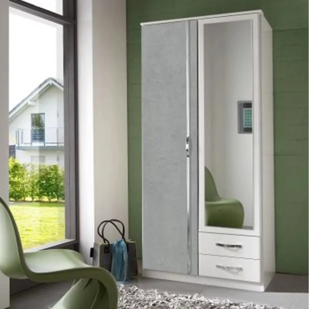 DAYTON 2 Door Wardrobe White and Grey 90cm